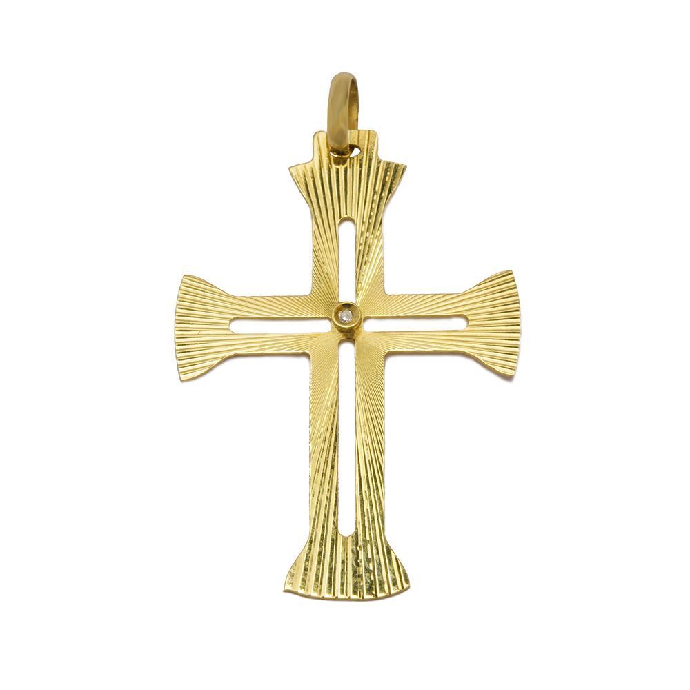Pingente Cruz com  Brilhante em Ouro 18 Kilates - 21209